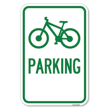 Signmission D4-3 Bicycle Parking Bicycle Symbol Parking Heavy-Gauge Alum. Sign, 12" x 18", A-1218-24199 A-1218-24199